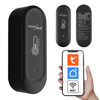 Датчик температуры и влажности WiFi GreenBlue GB741, IP65, черный