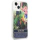 Guess Flower Liquid Glitter vāciņš iPhone 14 Plus, zils