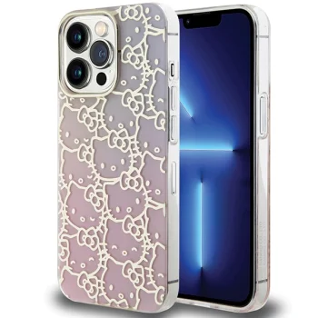 Hello Kitty iPhone 14 Pro Case IML Gradient Electrop Crowded Kitty Head, Pink