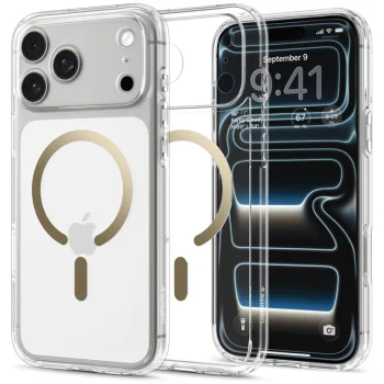 Чехол Spigen Ultra Hybrid Mag MagSafe для iPhone 17 Pro / 18 Pro, прозрачный золотой