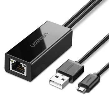 Network Adapter Ugreen 30985 for Chromecast micro USB / USB-A 100Mb/s 1m - Black