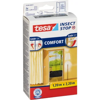 Москитная сетка на дверь Tesa Insect Stop Comfort 55389, 2 шт., 0.65 x 2.20 м, черная