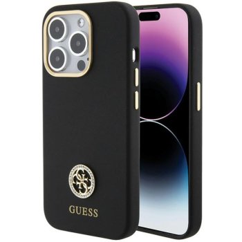 Guess Silicone Logo Strass 4G Case for iPhone 15 Pro, Black