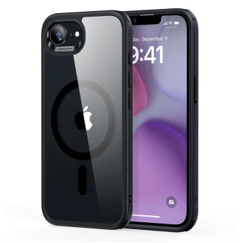 ESR Classic Hybrid HaloLock MagSafe vāciņš priekš iPhone 16e / 17e, melni caurspīdīgs