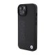 BMW iPhone 15 vāciņš Leather Hot Stamp MagSafe, melns