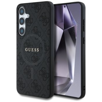Чехол Guess Leather 4G Colored Ring MagSafe для Samsung Galaxy S25, черный