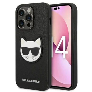 Чехол Karl Lagerfeld для iPhone 14 Pro Saffiano Choupette Head Patch Черный