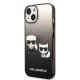 Karl Lagerfeld Ikonik Karl & Choupette vāciņš iPhone 14, Black Gradient