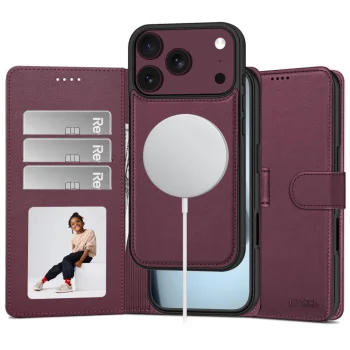 Чехол-книжка Tech-Protect Wallet MagSafe для iPhone 17 Pro / 18 Pro, бордовый