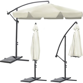 Salokāms dārza lietussargs, saulessargs, 6 segmentu, bēšs, 300cm | Folding Garden Umbrella