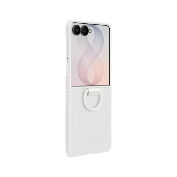 Чехол Samsung Silicone Ring Magnet Cover для Samsung Galaxy Z Flip 8, с кольцом, MagSafe, белый