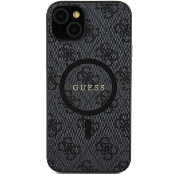 Guess 4G Collection Leather Metal Logo MagSafe Case for Samsung Galaxy S24+, Black