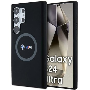 BMW для Samsung Galaxy S24 Ultra чехол Silicone Printed Ring MagSafe, черный