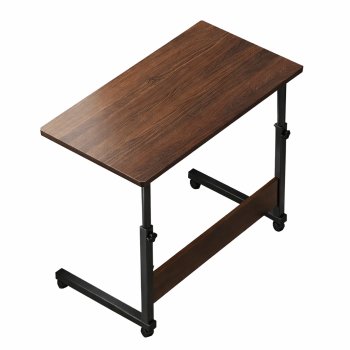 Adjustable Mobile Laptop Desk with Wheels 80x40cm, Dark Wood