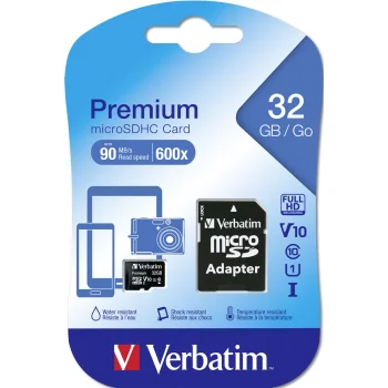Карта памяти Verbatim microSDHC 32GB Class 10 UHS-I с адаптером 44083
