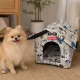 Foldable Dog and Cat House XL, Soft Pet Bed Cabin, White
