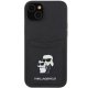 Apple iPhone 15 6.1\" Karl Lagerfeld Saffiano Cardslot Karl&Choupette Metal Pin Case Cover, Black | Telefona Maciņš...