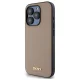 DKNY Grained Metal Logo MagSafe vāciņš Apple iPhone 15 Pro, Bēšs