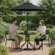 Apaļš dārza galds 80 cm ar rūdīta stikla virsmu un atveri saulessargam MultiGarden, melns