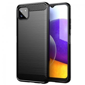 Samsung Galaxy A22 5G (SM-A226B) Carbon Flexible Cover TPU Case, Black | Telefona Maciņš Vāciņš Apvalks Bampers