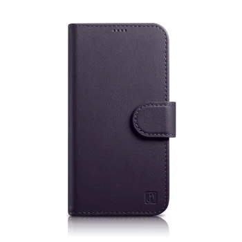 iCarer 2in1 ādas atverams vāciņš priekš iPhone 14 Plus ar RFID aizsardzību, tumši violets (WMI14220727-DP)
