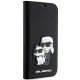 Karl Lagerfeld iPhone 14 Pro atverams vāciņš maciņš grāmatiņa Saffiano Karl & Choupette, melns