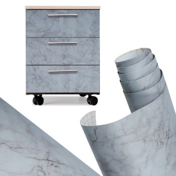 Self-Adhesive Vinyl Furniture Wrap, Grey Marble, 1.22x50m
