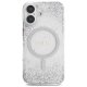 Чехол Guess HC Resin Bottom Glitter MagSafe для iPhone 16, Серебристый