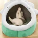 Pet Bed House with Cat Ears, Size L, Green