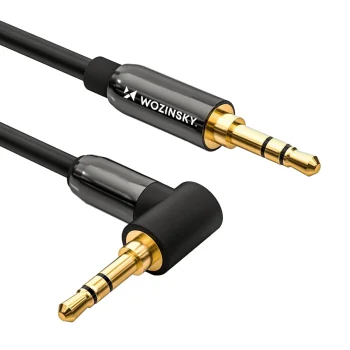 Audio kabelis Wozinsky AUX 3.5 mm mini jack leņķa, 2 m, melns