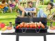 Charcoal Garden Grill BBQ with Adjustable Grate, Shelves and Wheels