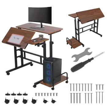 Maclean Mobilais ergonomiskais galds, melns, 80x60cm, MC-124 B