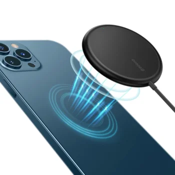 Baseus Mini Magnetic Wireless Qi Charger 15W (MagSafe Compatible for iPhone), Black (WXJK-F01) | Pārnēsājams Bezvadu...