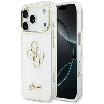 Guess IML 4G Script metāla vāciņš iPhone 17 Pro Max telefonam – balts | Phone Case Cover