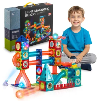 Ricokids Glow in the Dark Magnetic Blocks, 150-Piece Educational Building Set RK-782