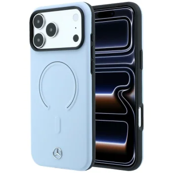 Чехол Mercedes Leather 3D MagSafe для iPhone 18 Pro Max / 17 Pro Max, синий