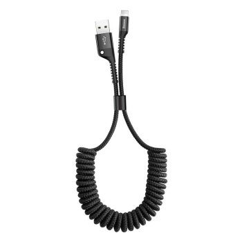USB - Lightning kabelis Baseus Fish Eye Spring 1m 2A Melns