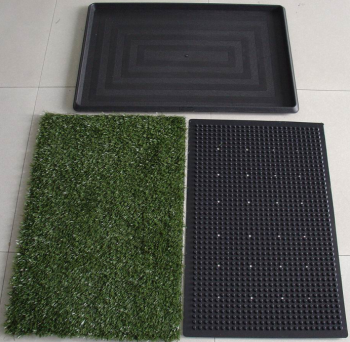Puppy Training Potty Pad with Artificial Grass 3 Layers 50x40cm, Black-Green
