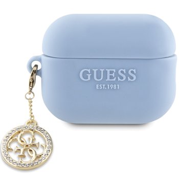 Guess GUAP23DSLGHDB AirPods Pro 2 чехол синий/голубой 3D резина 4G алмаз шарм
