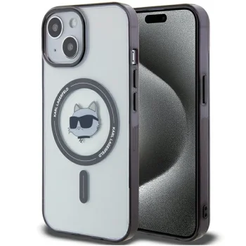 Чехол Karl Lagerfeld для iPhone 15 IML Choupette`s Head MagSafe, прозрачный