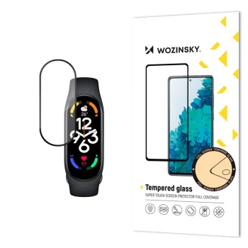 Wozinsky Full Glue aizsargstikls Xiaomi Mi Band 7 aprocei, melns