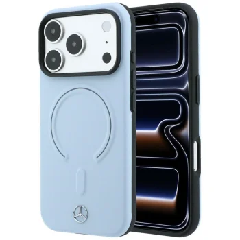 Чехол Mercedes Leather 3D MagSafe для iPhone 18 Pro / 17 Pro, синий