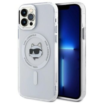 Karl Lagerfeld IML Metal Choupette Head MagSafe vāciņš iPhone 12 / 12 Pro, Balts
