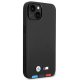 BMW iPhone 14 vāciņš Leather Stamp Tricolor MagSafe, melns