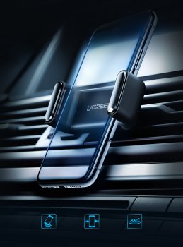 Ugreen Clamped Car Vent Phone Holder for Smartphones, Black | Telefona Auto Turētājs Ventilācijas Restē