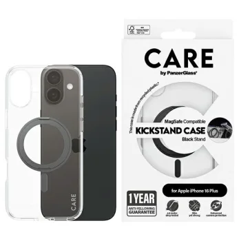 PanzerGlass iPhone 16 Plus vāciņš Feature Kickstand ar MagSafe, melns