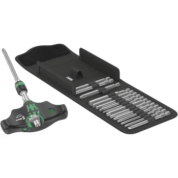 Wera Kraftform Compact 400 RA Set 1 T-Handle Bit Ratchet Screwdriver Set, 17 Pieces