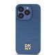 DKNY iPhone 15 Pro Case Leather Monogram Pattern Metal Logo MagSafe, Blue