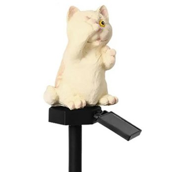 Saules dārza lampa kaķa formā ar LED, silti balta gaisma