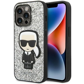 Karl Lagerfeld Glitter Flakes Ikonik vāciņš iPhone 14 Pro Max - Sudraba